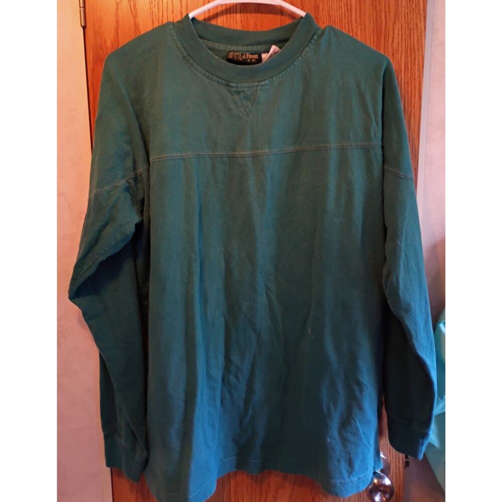 Vintage Teal Cotton Long Sleeve Shirt Unisex J Forest & Co Small Retro Minimal